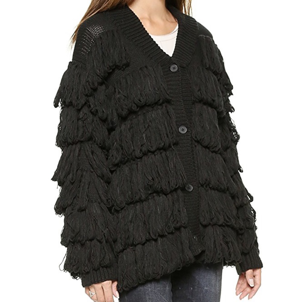 Mara Hoffman Black Fringe Cardigan